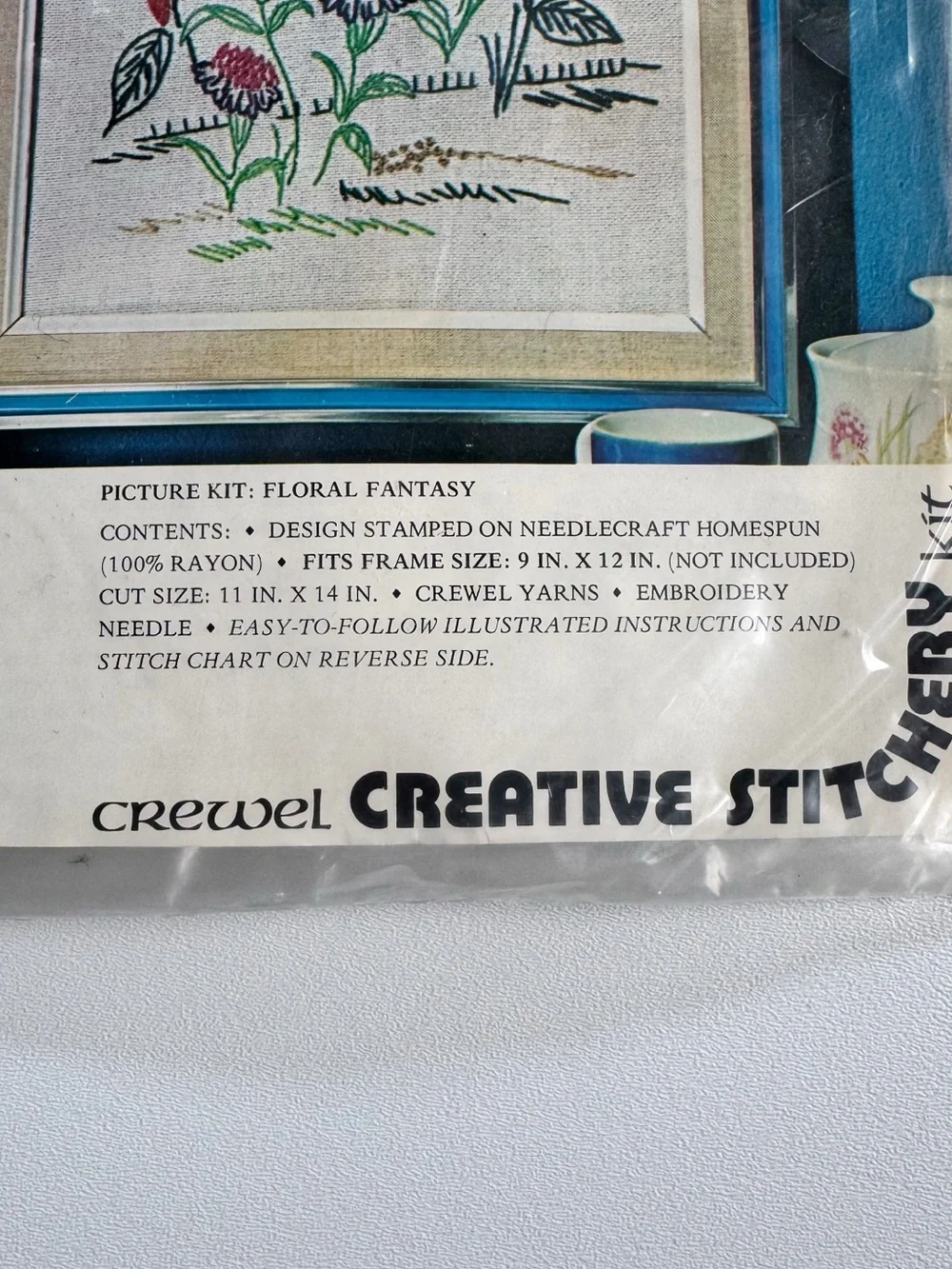 Vintage Vogart Crafts Crewel Creative Stitchery Picture Kit - “Floral Fantasy" - Picture 4 of 8